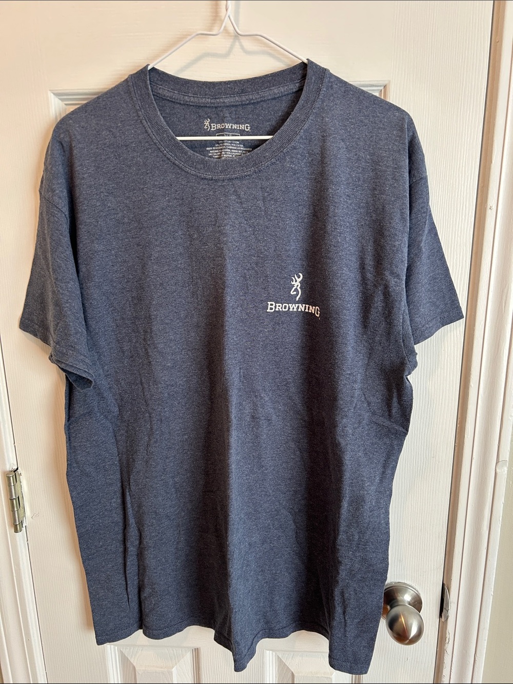 Browning Short Sleeve Tee in Navy Heather with White Logo
